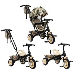 Велосипед детский трёхколёсный Vivat 1, трансформер, с родительской ручкой, диаметр колёс 8" и 10", принт хаки, бежевый