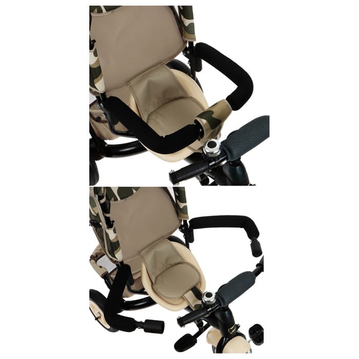 Велосипед детский трёхколёсный Vivat 1, трансформер, с родительской ручкой, диаметр колёс 8" и 10", принт хаки, бежевый