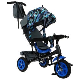 Велосипед детский трёхколёсный Vivat 1, трансформер, с родительской ручкой, диаметр колёс 8" и 10", принт скорость, синий