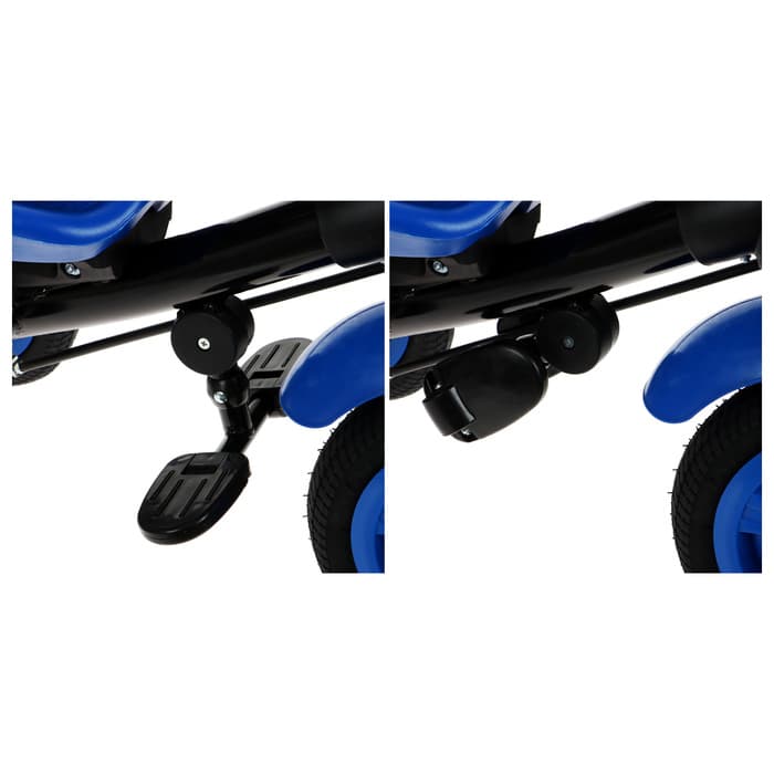 Велосипед детский трёхколёсный Vivat 1, трансформер, с родительской ручкой, диаметр колёс 8" и 10", принт скорость, синий