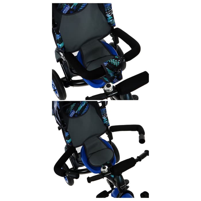 Велосипед детский трёхколёсный Vivat 1, трансформер, с родительской ручкой, диаметр колёс 8" и 10", принт скорость, синий