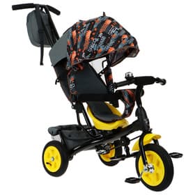 Велосипед детский трёхколёсный Vivat 1, трансформер, с родительской ручкой, диаметр колёс 8" и 10", принт скорость, оранжевый