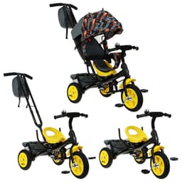 Велосипед детский трёхколёсный Vivat 1, трансформер, с родительской ручкой, диаметр колёс 8" и 10", принт скорость, оранжевый