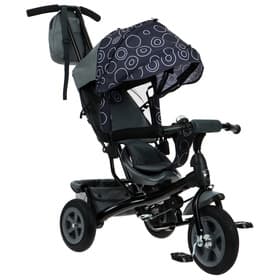 Велосипед детский трёхколёсный Vivat 1, трансформер, с родительской ручкой, диаметр колёс 8" и 10", принт круги, чёрный