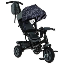 Велосипед детский трёхколёсный Vivat 1, трансформер, с родительской ручкой, диаметр колёс 8" и 10", принт круги, чёрный