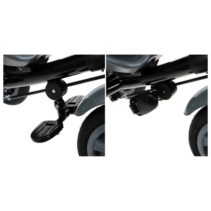 Велосипед детский трёхколёсный Vivat 1, трансформер, с родительской ручкой, диаметр колёс 8" и 10", принт круги, чёрный