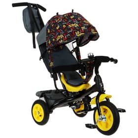 Велосипед детский трёхколёсный Vivat 1, трансформер, с родительской ручкой, диаметр колёс 8" и 10", принт стрелки, жёлтый
