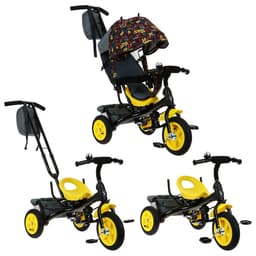 Велосипед детский трёхколёсный Vivat 1, трансформер, с родительской ручкой, диаметр колёс 8" и 10", принт стрелки, жёлтый