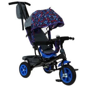Велосипед детский трёхколёсный Vivat 1, трансформер, с родительской ручкой, диаметр колёс 8" и 10", принт стрелки, синий