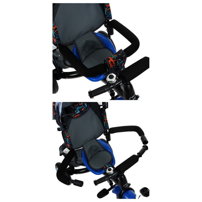 Велосипед детский трёхколёсный Vivat 1, трансформер, с родительской ручкой, диаметр колёс 8" и 10", принт стрелки, чёрный