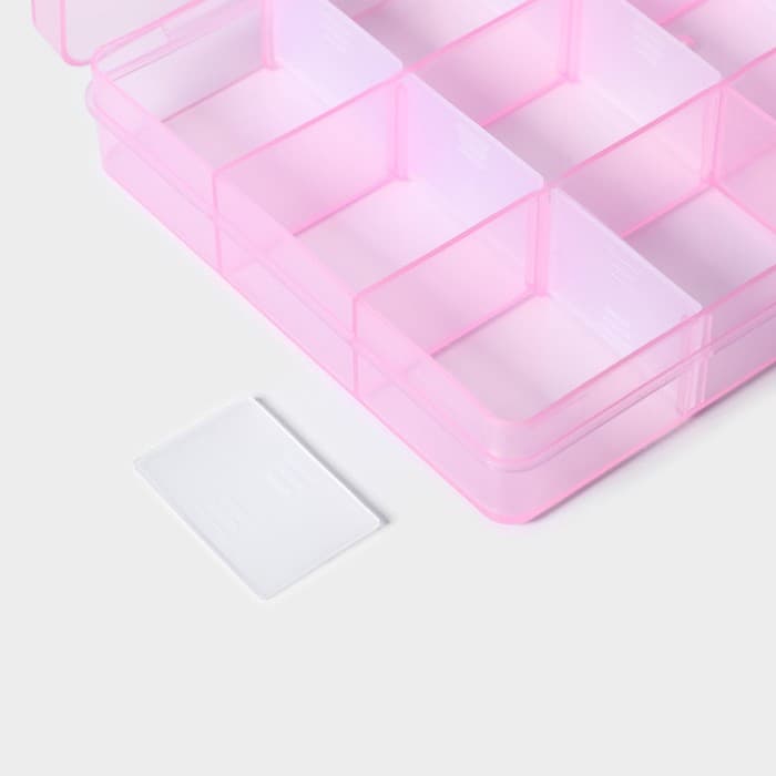 Органайзер для хранения, со съёмными ячейками, пластик, 15 ячеек, 17.5×10×2.2 см, МИКС