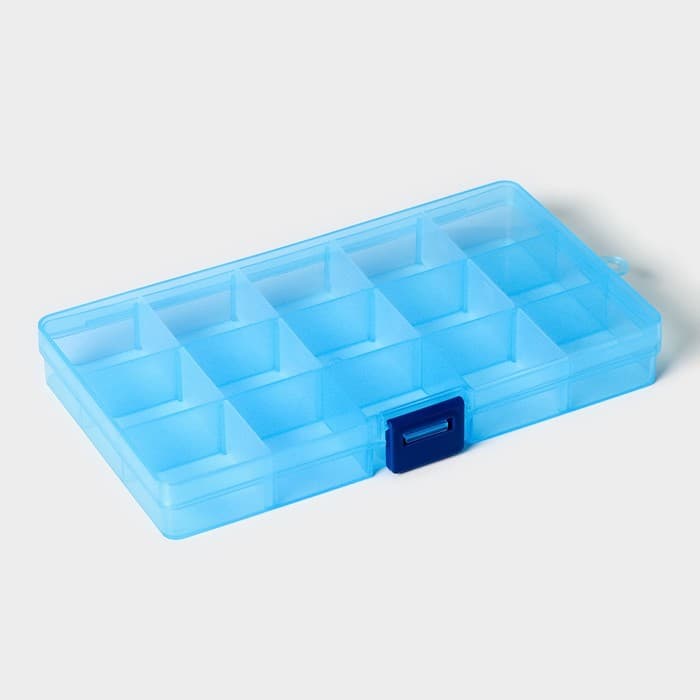 Органайзер для хранения, со съёмными ячейками, пластик, 15 ячеек, 17.5×10×2.2 см, МИКС