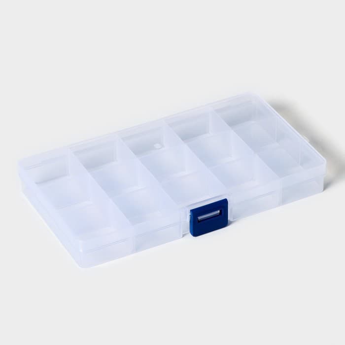 Органайзер для хранения, со съёмными ячейками, пластик, 15 ячеек, 17.5×10×2.2 см, МИКС