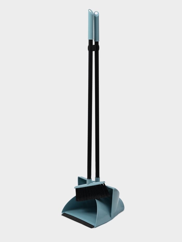 Щётка для пола с совком-ловушка, пластик, 13.5×27.5×126 см, МИКС