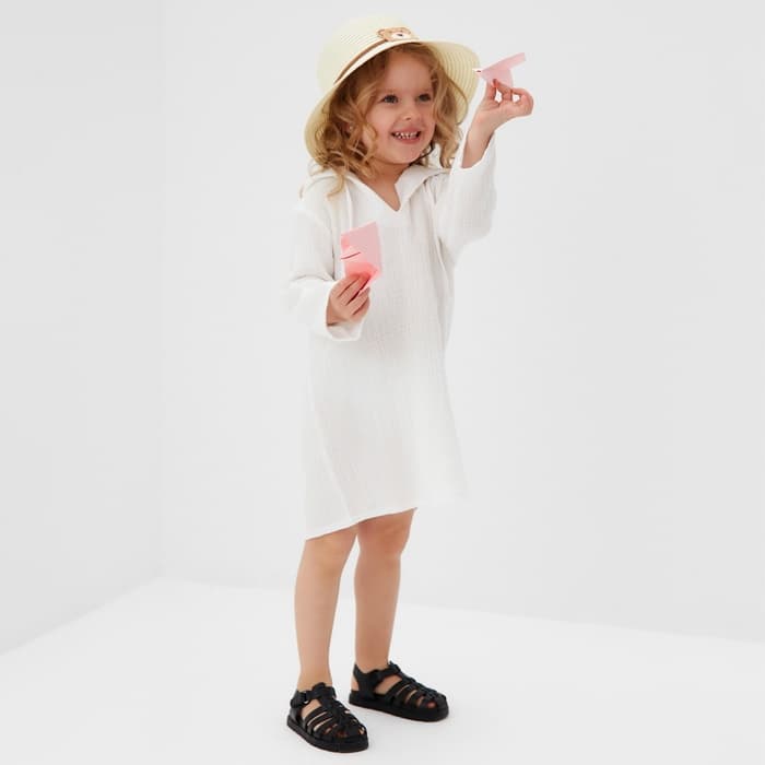 Рубашка-пончо детская MINAKU: muslin clouds, белая, размер 32 (116-122 см)