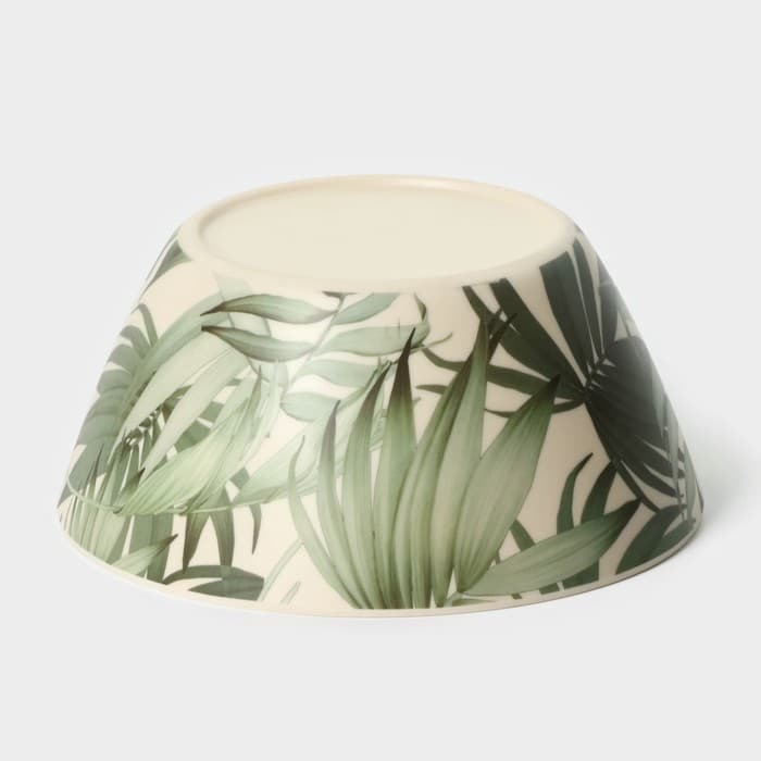 Тарелка глубокая «Лист папоротника», 700 мл, пластик, d=15×6,8 см, бежевая