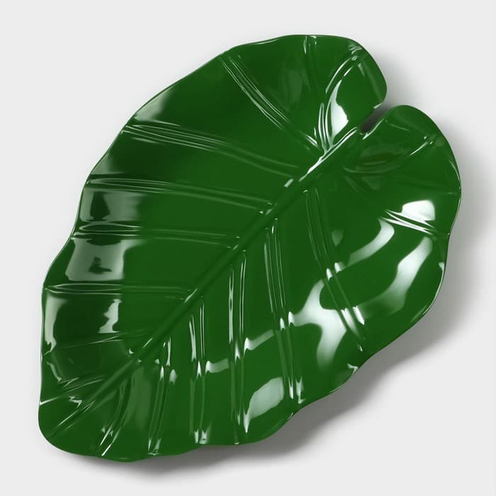 Блюдо для подачи «Лист», пластик, 25×17×2 см, зелёное