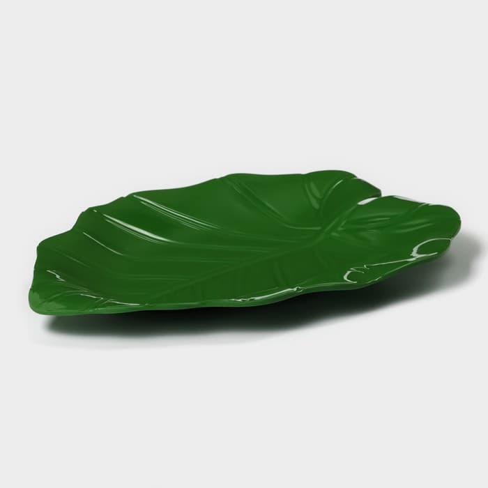Блюдо для подачи «Лист», пластик, 25×17×2 см, зелёное