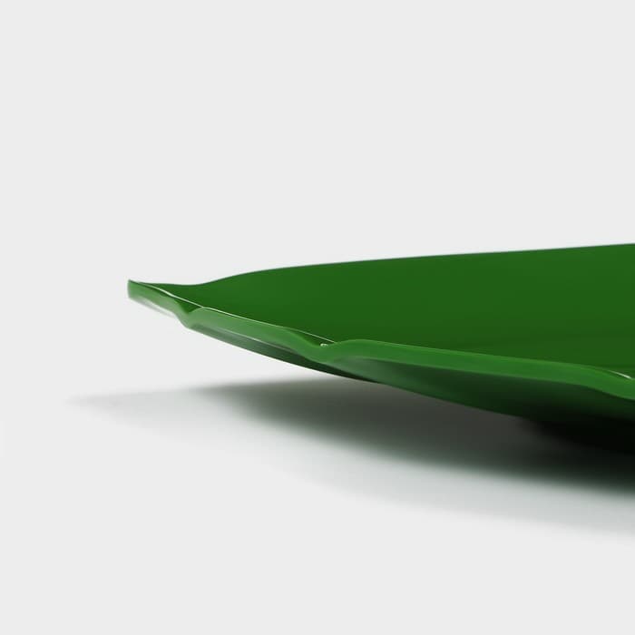 Блюдо для подачи «Лист», пластик, 37.5×23.5×2 см, зелёное