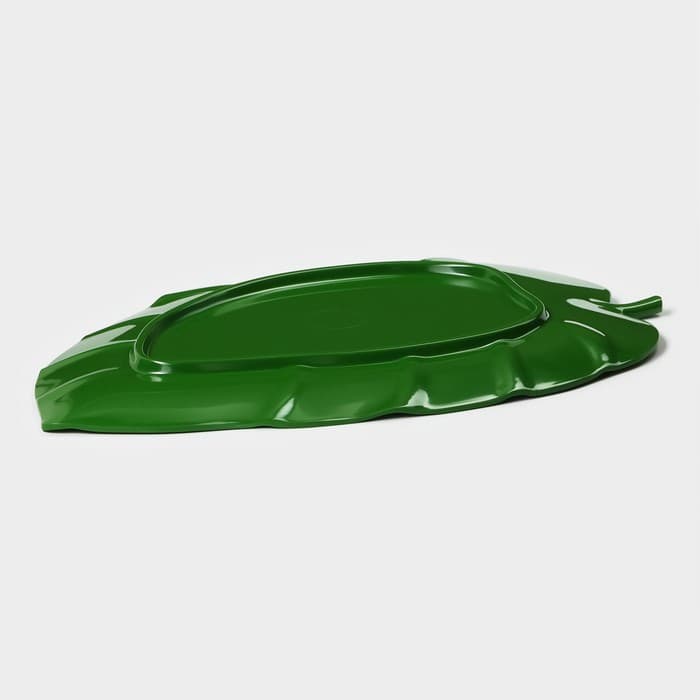 Блюдо для подачи «Лист», пластик, 37.5×23.5×2 см, зелёное
