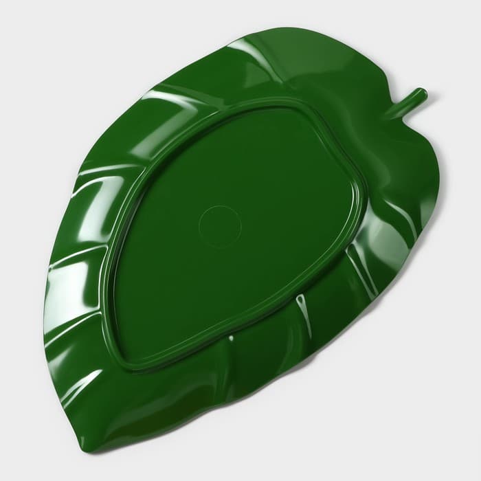 Блюдо для подачи «Лист», пластик, 37.5×23.5×2 см, зелёное