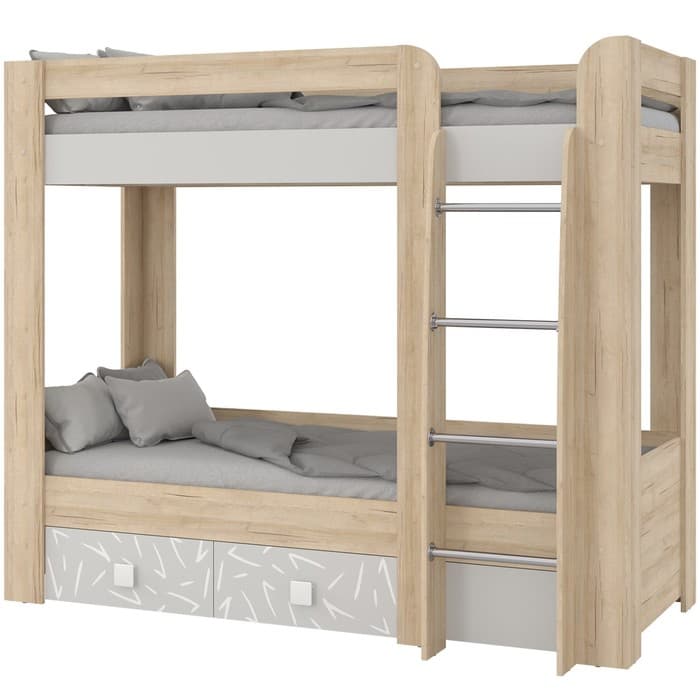 Кровать двухъярусная «Микки», 2 ящика, 800×2000 мм, цвет дуб ривьера/серый