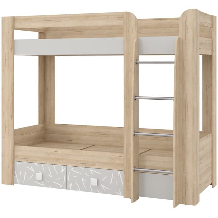 Кровать двухъярусная «Микки», 2 ящика, 800×2000 мм, цвет дуб ривьера/серый