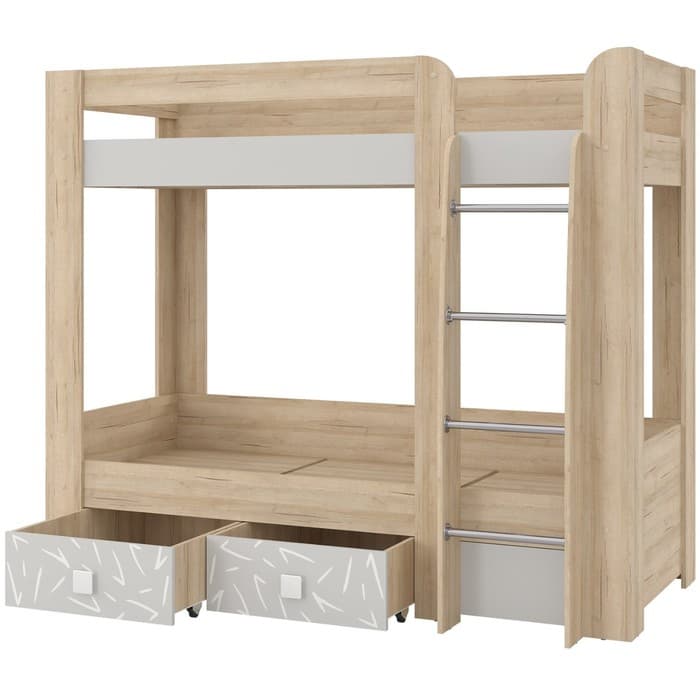 Кровать двухъярусная «Микки», 2 ящика, 800×2000 мм, цвет дуб ривьера/серый