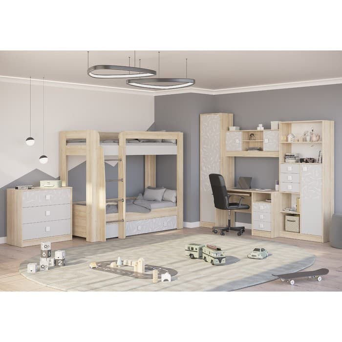 Кровать двухъярусная «Микки», 2 ящика, 800×2000 мм, цвет дуб ривьера/серый