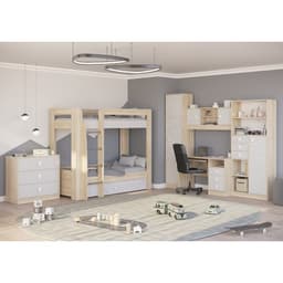 Кровать двухъярусная «Микки», 2 ящика, 800×2000 мм, цвет дуб ривьера/серый