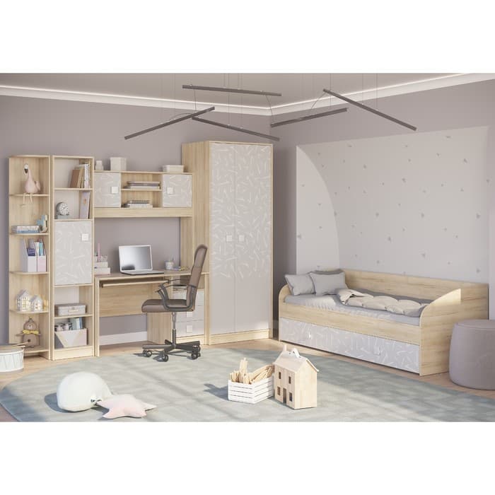 Надстройка стола «Микки», 1200×270×1030 мм, цвет дуб ривьера/серый