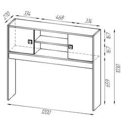 Надстройка стола «Микки», 1200×270×1030 мм, цвет дуб ривьера/серый