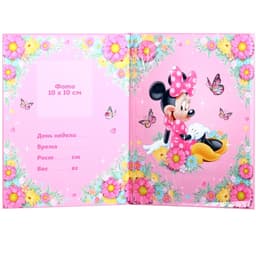 Свидетельство о рождении, обложка А4 для девочки, 1 файл 21×30 см, Минни Маус