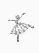 Брошь «Балерина», с бусинками, белая в серебре