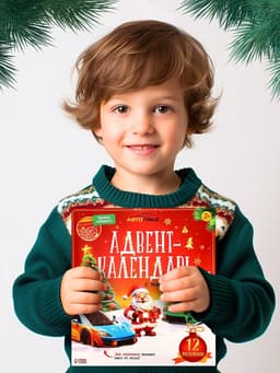 Адвент - календарь с машинками, детский, новогодний, 12 окошек с подарками