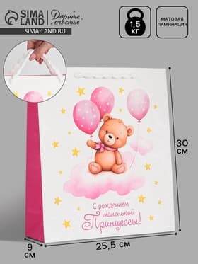 Пакет ламинированный «Принцессе», M 25.5 х 30 х 9 см