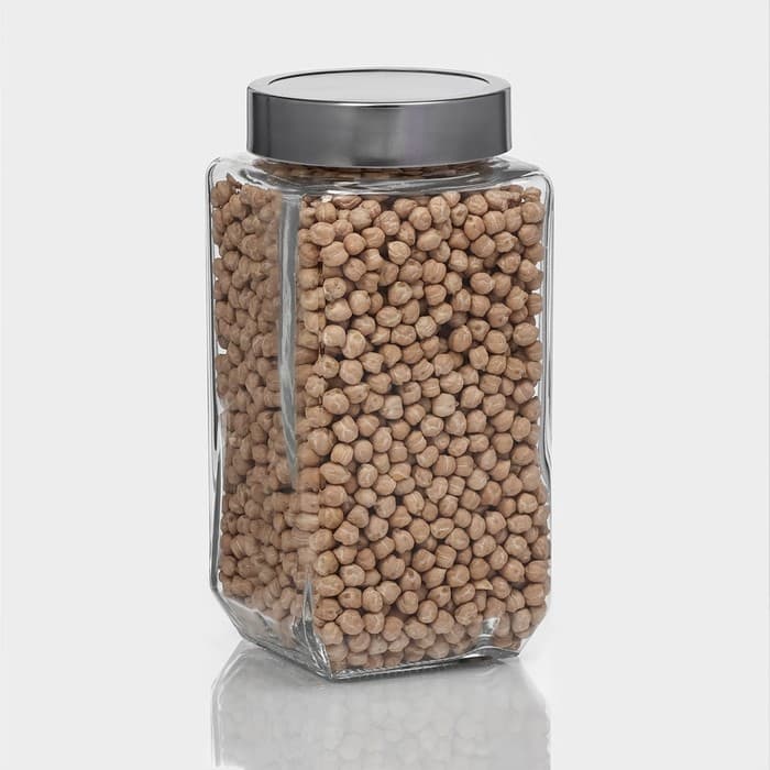 Банка для сыпучих Доляна «Призма», 1 л, 9×18.5 см, с металлической крышкой, стекло, прозрачная