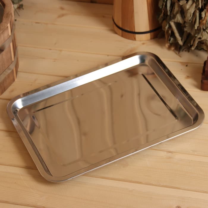 Поддон - испаритель для соляного брикета, нержавеющая сталь, 36×27 см, толщина 0.7 мм