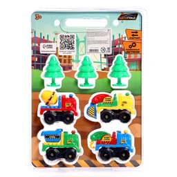 Машинки инерционные «Весёлая стройка», набор 4 шт., с аксессуарами, цвета МИКС