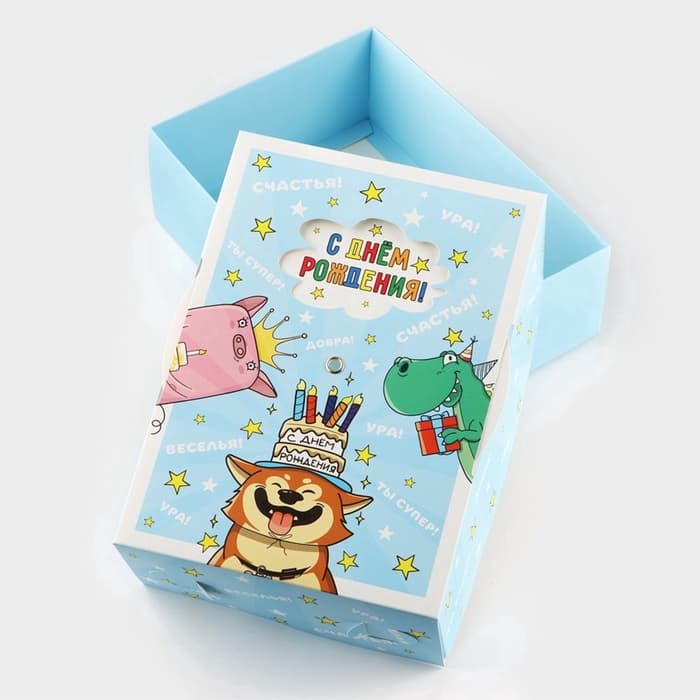 Коробка складная «С днём рождения », 21×15×7 см