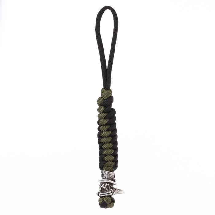 Брелок - темляк для ножа «Чумной доктор» из паракорда, 16 см, чёрно-зелёный