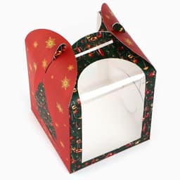 Коробка складная под маленький торт новогодняя «Роскошная ёлка», 15×15×18 см