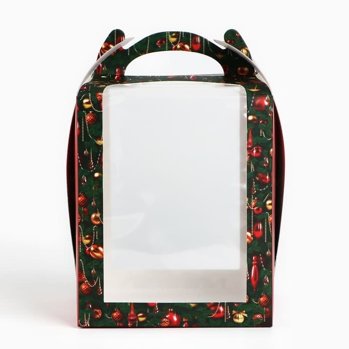 Коробка складная под маленький торт новогодняя «Роскошная ёлка», 15×15×18 см