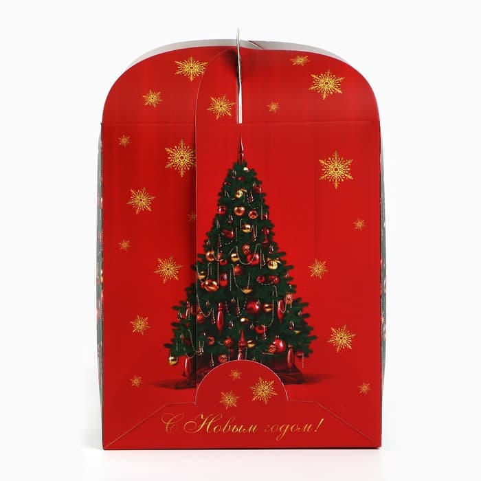 Коробка складная под маленький торт новогодняя «Роскошная ёлка», 15×15×18 см