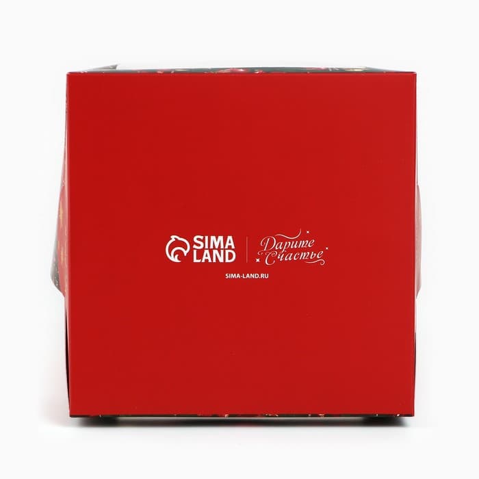 Коробка складная под маленький торт новогодняя «Роскошная ёлка», 15×15×18 см