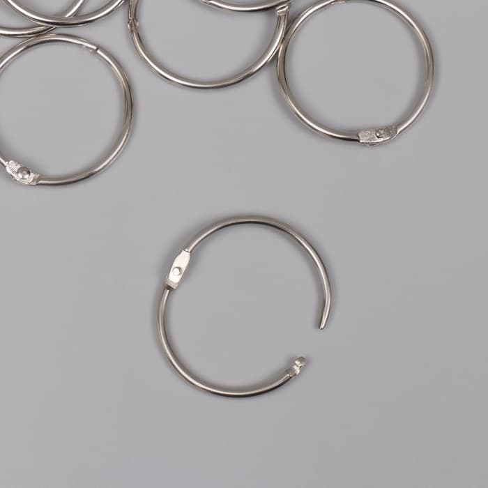 Кольца для творчества (фотоальбомов) «Серебро», внутренний d=3.5 см, внешний d=4 см, набор 10 шт.