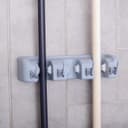 Держатель для уборочного инвентаря с крючками Доляна, 26×6×10 см, серый