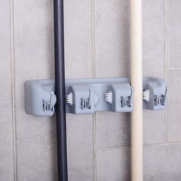 Держатель для уборочного инвентаря с крючками Доляна, 26×6×10 см, серый