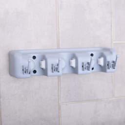 Держатель для уборочного инвентаря с крючками Доляна, 26×6×10 см, серый