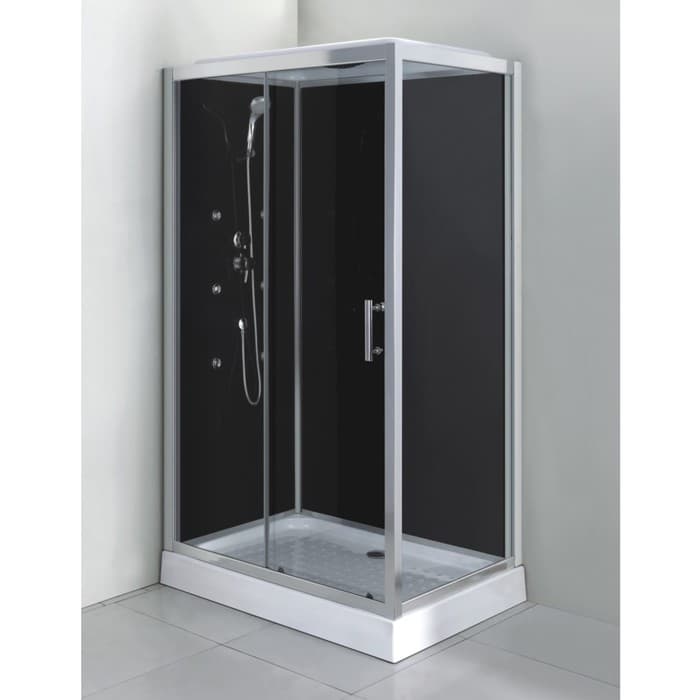 Душевая кабина Comforty СF5777B, задняя черная стеклянная панель, 1200×800×2100 мм